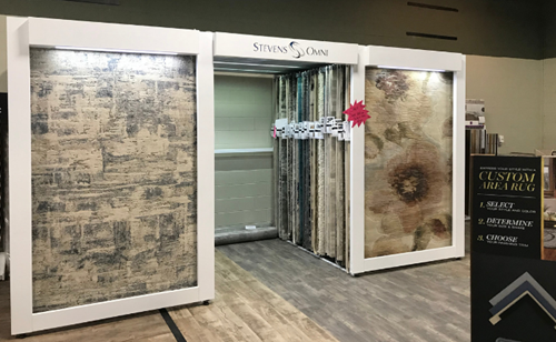 Area rug display in showroom. 